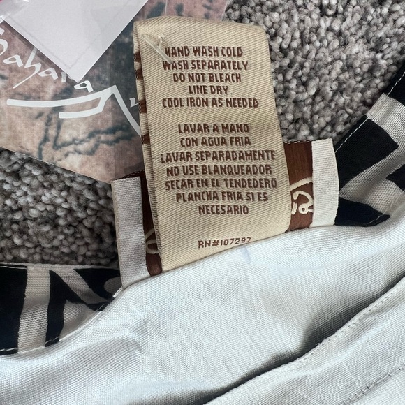 NWT! Sahara Mg Rayon One Size Plus Black White Kaftan African Print Made India - Picture 3 of 6